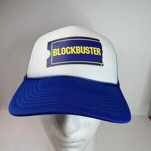 Blockbuster Hat Cap Snap Back One Size Blue White Trucker Mesh Otto Mens